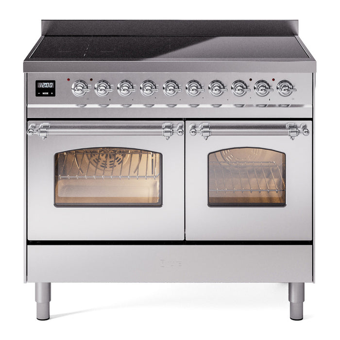 ILVE 40" Nostalgie II Series Freestanding Electric Double Oven Range with 6 Elements, Triple Glass Cool Door, Convection Oven, TFT Oven Control Display and Child Lock - UPDI406NMP