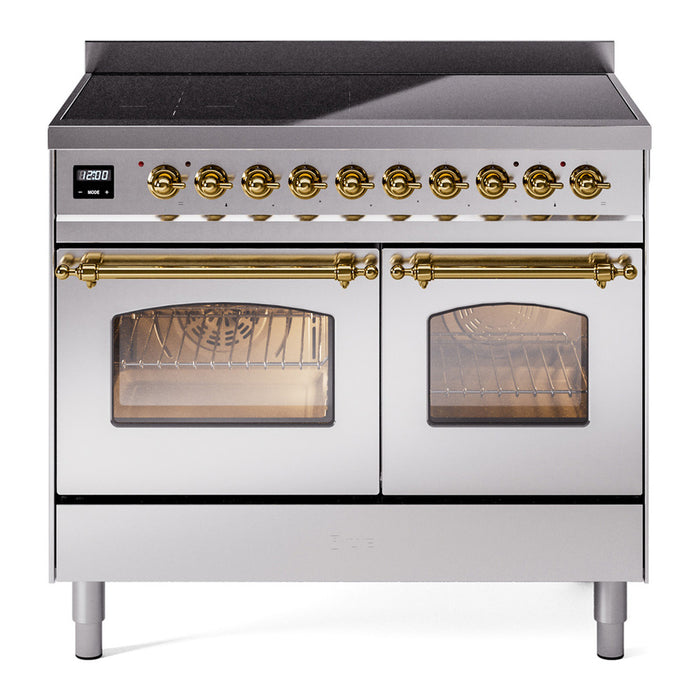 ILVE 40" Nostalgie II Series Freestanding Electric Double Oven Range with 6 Elements, Triple Glass Cool Door, Convection Oven, TFT Oven Control Display and Child Lock - UPDI406NMP
