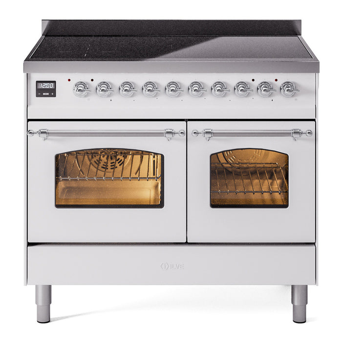 ILVE 40" Nostalgie II Series Freestanding Electric Double Oven Range with 6 Elements, Triple Glass Cool Door, Convection Oven, TFT Oven Control Display and Child Lock - UPDI406NMP