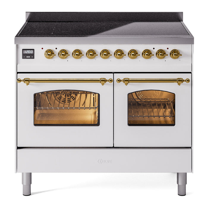 ILVE 40" Nostalgie II Series Freestanding Electric Double Oven Range with 6 Elements, Triple Glass Cool Door, Convection Oven, TFT Oven Control Display and Child Lock - UPDI406NMP