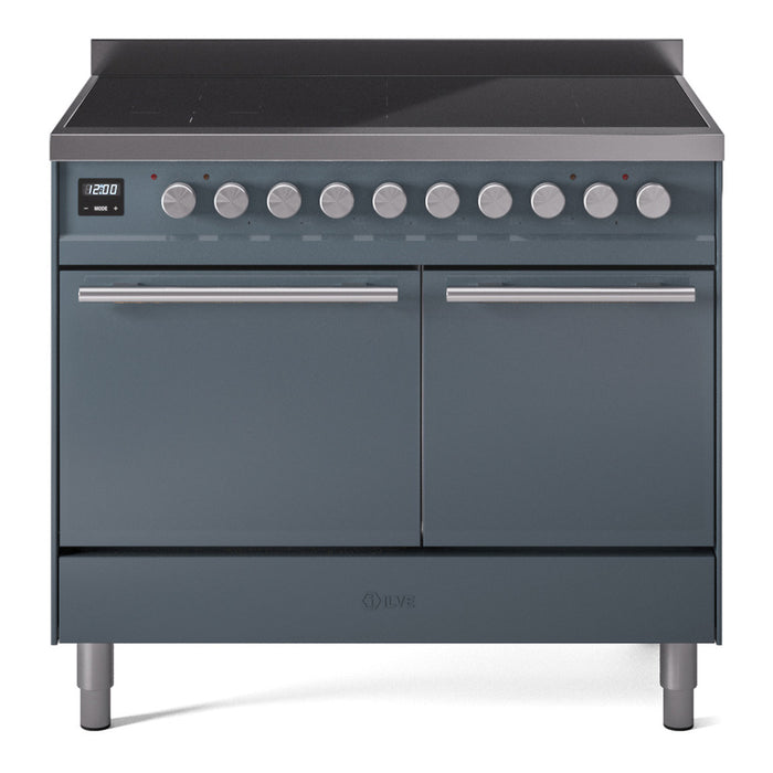 ILVE Professional Plus II 40" Electric Range with 6 Induction Elements Solid Door with Stainless Steel knobs - UPDI406QMP
