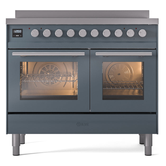 ILVE 40" Professional Plus II Series Freestanding Electric Double Oven Range with 5 Elements, Triple Glass Cool Door - UPDI406WMP