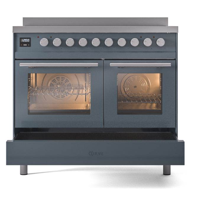 ILVE 40" Professional Plus II Series Freestanding Electric Double Oven Range with 5 Elements, Triple Glass Cool Door - UPDI406WMP