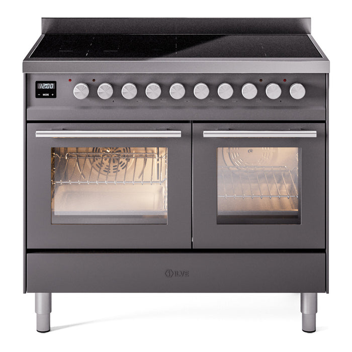ILVE 40" Professional Plus II Series Freestanding Electric Double Oven Range with 5 Elements, Triple Glass Cool Door - UPDI406WMP