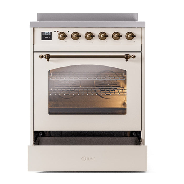 ILVE 30" Nostalgie II Series Freestanding Electric Double Oven Range with 5 Elements, Triple Glass Cool Door, Convection Oven, TFT Oven Control Display and Child Lock - UPI304NMP