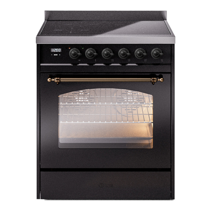 ILVE 30" Nostalgie II Series Freestanding Electric Double Oven Range with 5 Elements, Triple Glass Cool Door, Convection Oven, TFT Oven Control Display and Child Lock - UPI304NMP