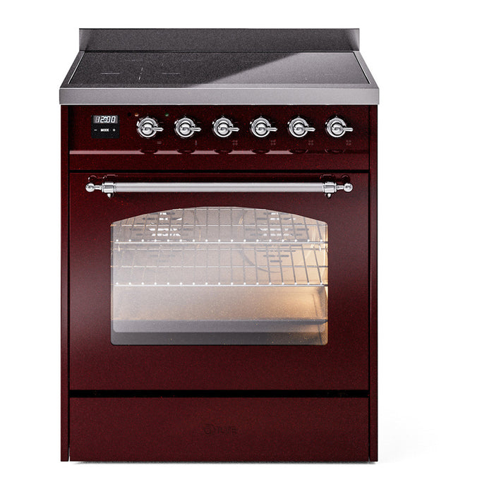 ILVE 30" Nostalgie II Series Freestanding Electric Double Oven Range with 5 Elements, Triple Glass Cool Door, Convection Oven, TFT Oven Control Display and Child Lock - UPI304NMP