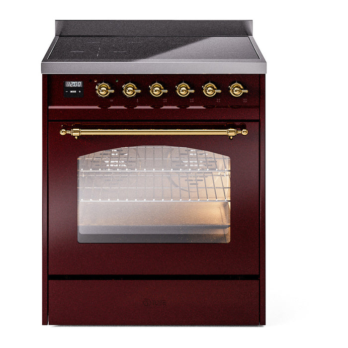 ILVE 30" Nostalgie II Series Freestanding Electric Double Oven Range with 5 Elements, Triple Glass Cool Door, Convection Oven, TFT Oven Control Display and Child Lock - UPI304NMP