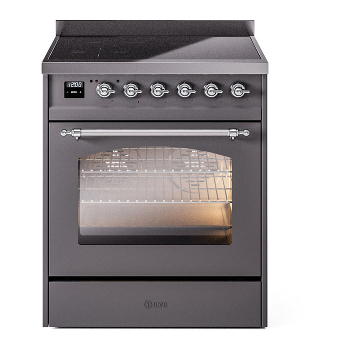 ILVE 30" Nostalgie II Series Freestanding Electric Double Oven Range with 5 Elements, Triple Glass Cool Door, Convection Oven, TFT Oven Control Display and Child Lock - UPI304NMP