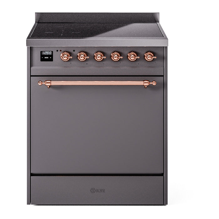 ILVE Nostalgie II 30" Electric Range with 4 Induction Elements Solid Door - UPI304QNMP