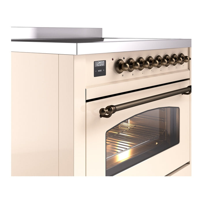 ILVE 36" Nostalgie II Series Freestanding Electric Double Oven Range with 5 Elements, Triple Glass Cool Door, Convection Oven, TFT Oven Control Display and Child Lock - UPI366NMP