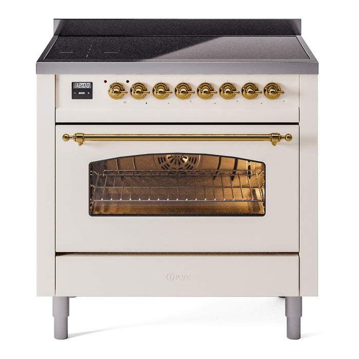 ILVE 36" Nostalgie II Series Freestanding Electric Double Oven Range with 5 Elements, Triple Glass Cool Door, Convection Oven, TFT Oven Control Display and Child Lock - UPI366NMP