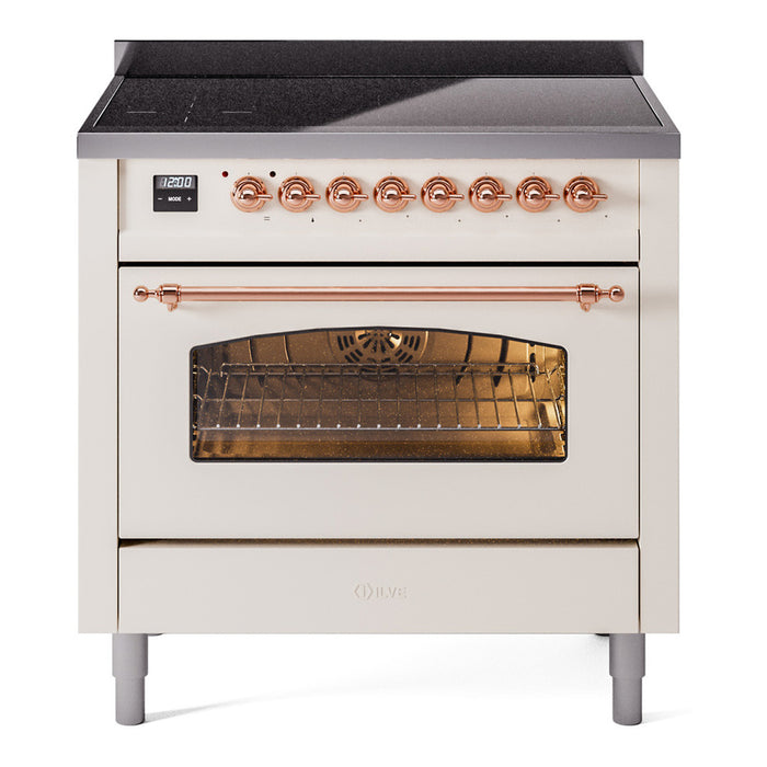 ILVE 36" Nostalgie II Series Freestanding Electric Double Oven Range with 5 Elements, Triple Glass Cool Door, Convection Oven, TFT Oven Control Display and Child Lock - UPI366NMP