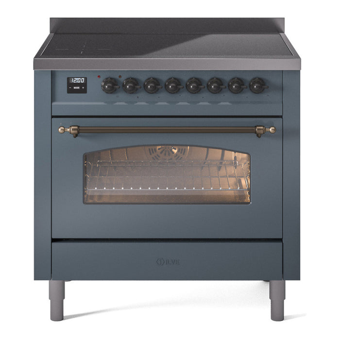 ILVE 36" Nostalgie II Series Freestanding Electric Double Oven Range with 5 Elements, Triple Glass Cool Door, Convection Oven, TFT Oven Control Display and Child Lock - UPI366NMP