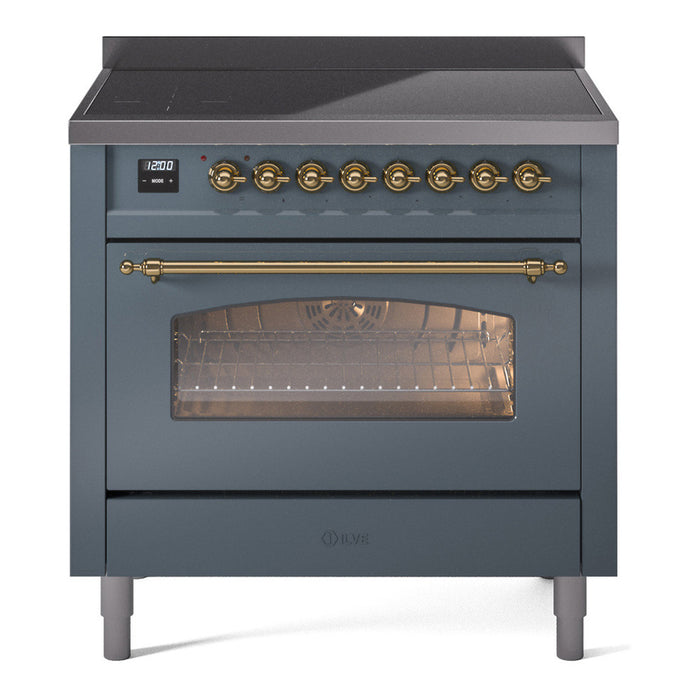 ILVE 36" Nostalgie II Series Freestanding Electric Double Oven Range with 5 Elements, Triple Glass Cool Door, Convection Oven, TFT Oven Control Display and Child Lock - UPI366NMP