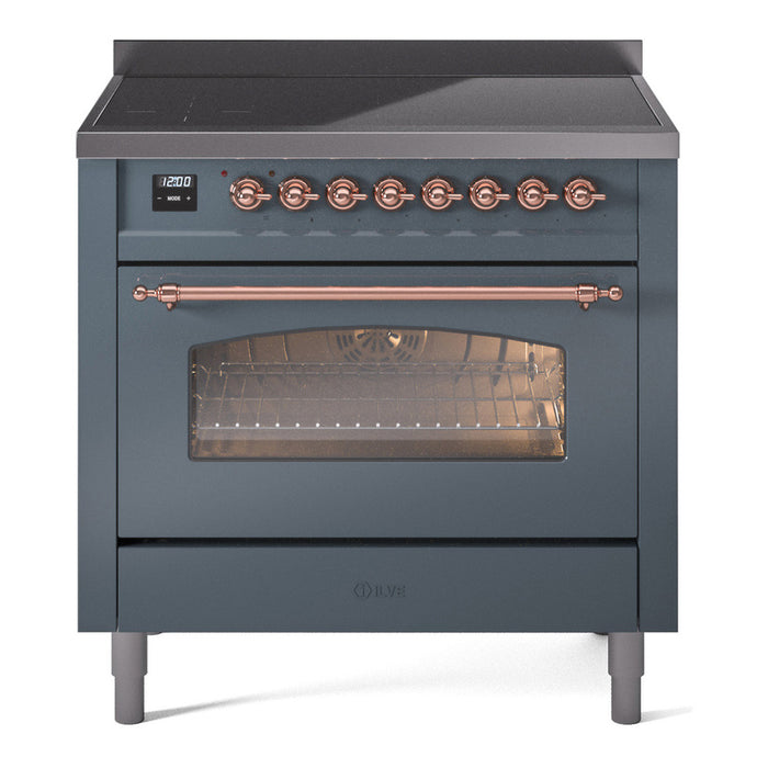 ILVE 36" Nostalgie II Series Freestanding Electric Double Oven Range with 5 Elements, Triple Glass Cool Door, Convection Oven, TFT Oven Control Display and Child Lock - UPI366NMP