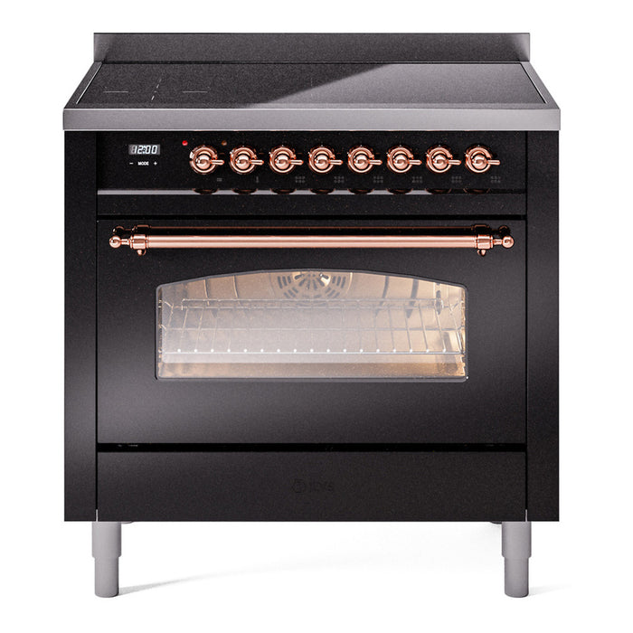 ILVE 36" Nostalgie II Series Freestanding Electric Double Oven Range with 5 Elements, Triple Glass Cool Door, Convection Oven, TFT Oven Control Display and Child Lock - UPI366NMP