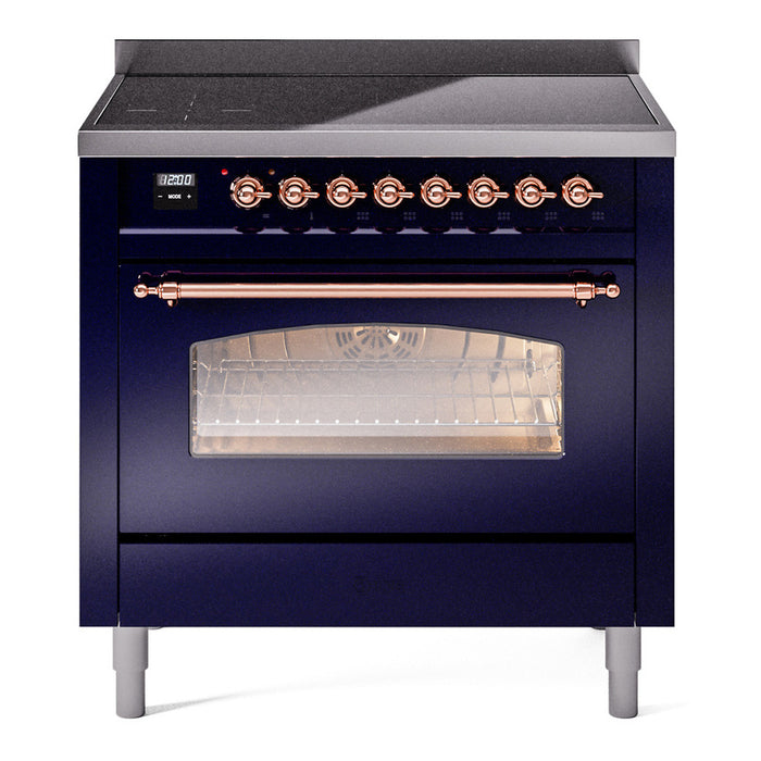 ILVE 36" Nostalgie II Series Freestanding Electric Double Oven Range with 5 Elements, Triple Glass Cool Door, Convection Oven, TFT Oven Control Display and Child Lock - UPI366NMP