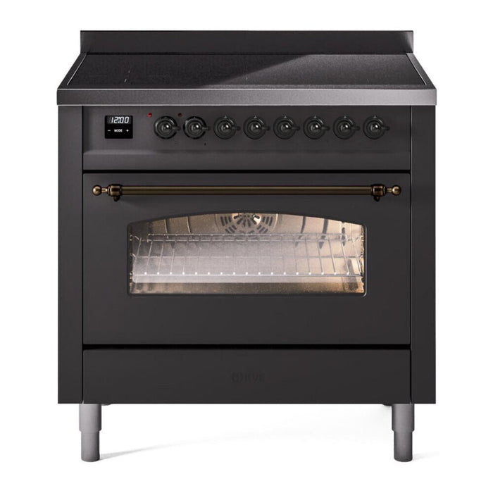 ILVE 36" Nostalgie II Series Freestanding Electric Double Oven Range with 5 Elements, Triple Glass Cool Door, Convection Oven, TFT Oven Control Display and Child Lock - UPI366NMP