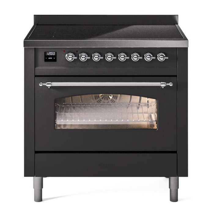 ILVE 36" Nostalgie II Series Freestanding Electric Double Oven Range with 5 Elements, Triple Glass Cool Door, Convection Oven, TFT Oven Control Display and Child Lock - UPI366NMP