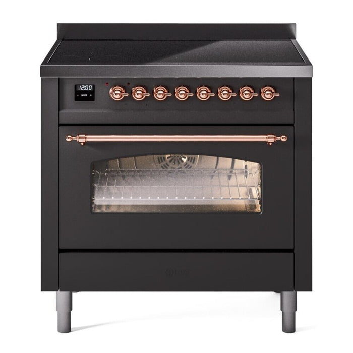ILVE 36" Nostalgie II Series Freestanding Electric Double Oven Range with 5 Elements, Triple Glass Cool Door, Convection Oven, TFT Oven Control Display and Child Lock - UPI366NMP