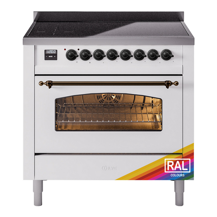 ILVE 36" Nostalgie II Series Freestanding Electric Double Oven Range with 5 Elements, Triple Glass Cool Door, Convection Oven, TFT Oven Control Display and Child Lock - UPI366NMP
