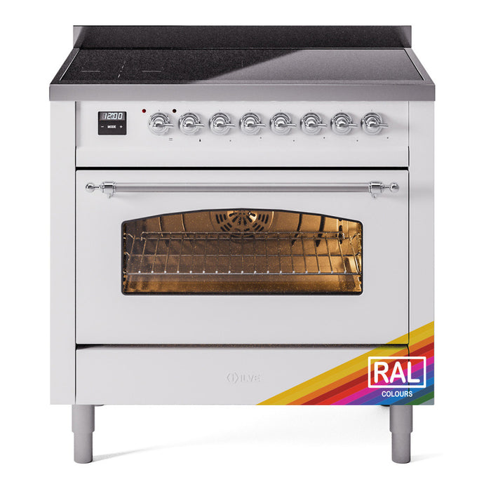 ILVE 36" Nostalgie II Series Freestanding Electric Double Oven Range with 5 Elements, Triple Glass Cool Door, Convection Oven, TFT Oven Control Display and Child Lock - UPI366NMP