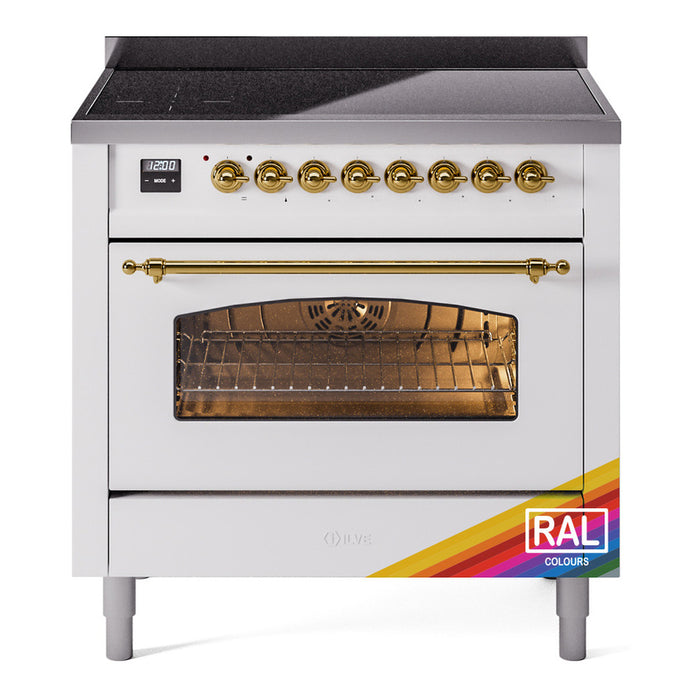 ILVE 36" Nostalgie II Series Freestanding Electric Double Oven Range with 5 Elements, Triple Glass Cool Door, Convection Oven, TFT Oven Control Display and Child Lock - UPI366NMP