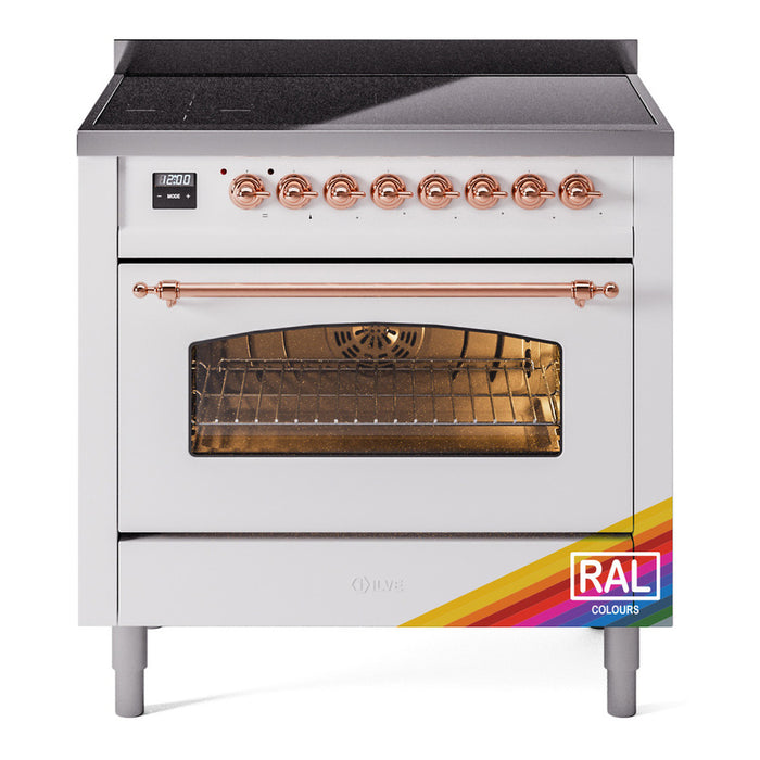 ILVE 36" Nostalgie II Series Freestanding Electric Double Oven Range with 5 Elements, Triple Glass Cool Door, Convection Oven, TFT Oven Control Display and Child Lock - UPI366NMP