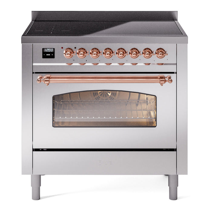 ILVE 36" Nostalgie II Series Freestanding Electric Double Oven Range with 5 Elements, Triple Glass Cool Door, Convection Oven, TFT Oven Control Display and Child Lock - UPI366NMP