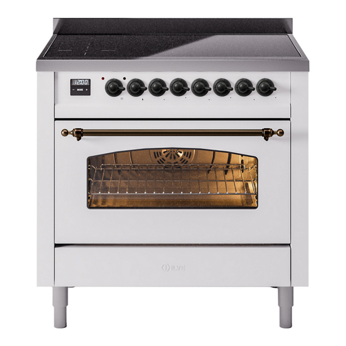 ILVE 36" Nostalgie II Series Freestanding Electric Double Oven Range with 5 Elements, Triple Glass Cool Door, Convection Oven, TFT Oven Control Display and Child Lock - UPI366NMP