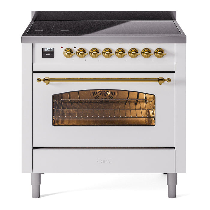 ILVE 36" Nostalgie II Series Freestanding Electric Double Oven Range with 5 Elements, Triple Glass Cool Door, Convection Oven, TFT Oven Control Display and Child Lock - UPI366NMP