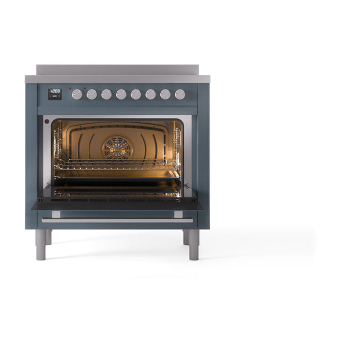 ILVE Professional Plus II 36" Electric Range with 6 Induction Elements Solid Door with Stainless Steel knobs - UPI366QMP