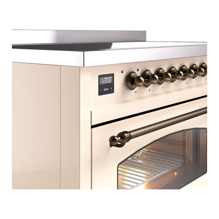 ILVE 48" Nostalgie II Series Freestanding Electric Double Oven Range with 8 Elements, Triple Glass Cool Door, Convection Oven, TFT Oven Control Display and Child Lock - UPI486NMP