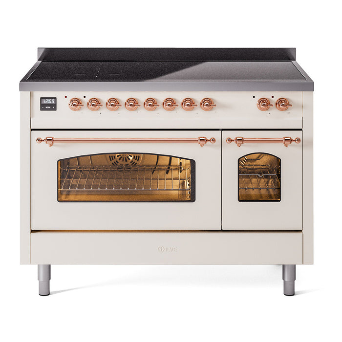 ILVE 48" Nostalgie II Series Freestanding Electric Double Oven Range with 8 Elements, Triple Glass Cool Door, Convection Oven, TFT Oven Control Display and Child Lock - UPI486NMP
