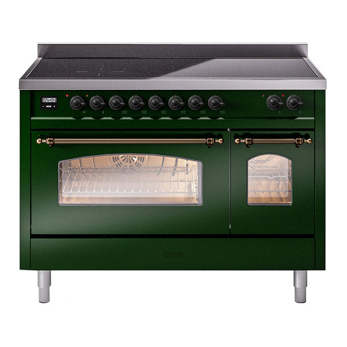 ILVE 48" Nostalgie II Series Freestanding Electric Double Oven Range with 8 Elements, Triple Glass Cool Door, Convection Oven, TFT Oven Control Display and Child Lock - UPI486NMP