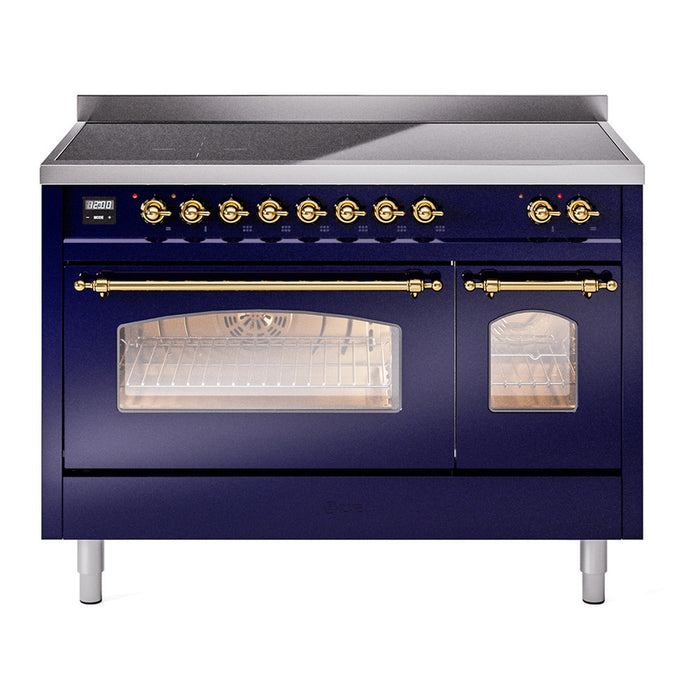 ILVE 48" Nostalgie II Series Freestanding Electric Double Oven Range with 8 Elements, Triple Glass Cool Door, Convection Oven, TFT Oven Control Display and Child Lock - UPI486NMP