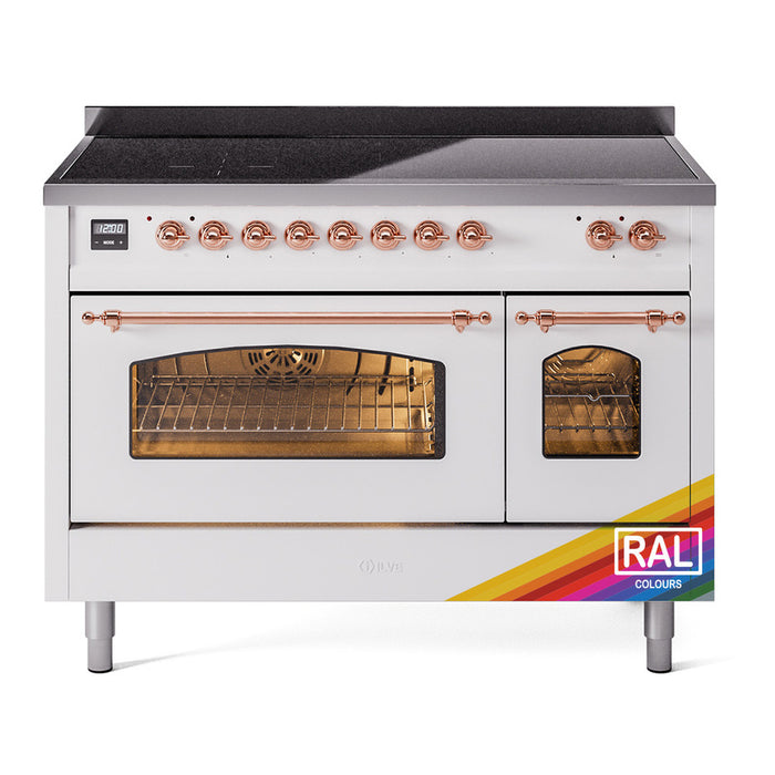 ILVE 48" Nostalgie II Series Freestanding Electric Double Oven Range with 8 Elements, Triple Glass Cool Door, Convection Oven, TFT Oven Control Display and Child Lock - UPI486NMP