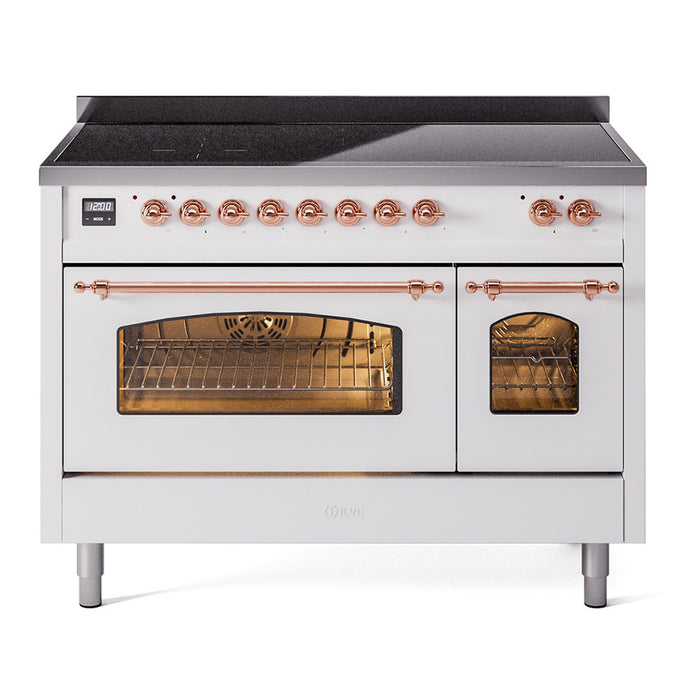 ILVE 48" Nostalgie II Series Freestanding Electric Double Oven Range with 8 Elements, Triple Glass Cool Door, Convection Oven, TFT Oven Control Display and Child Lock - UPI486NMP