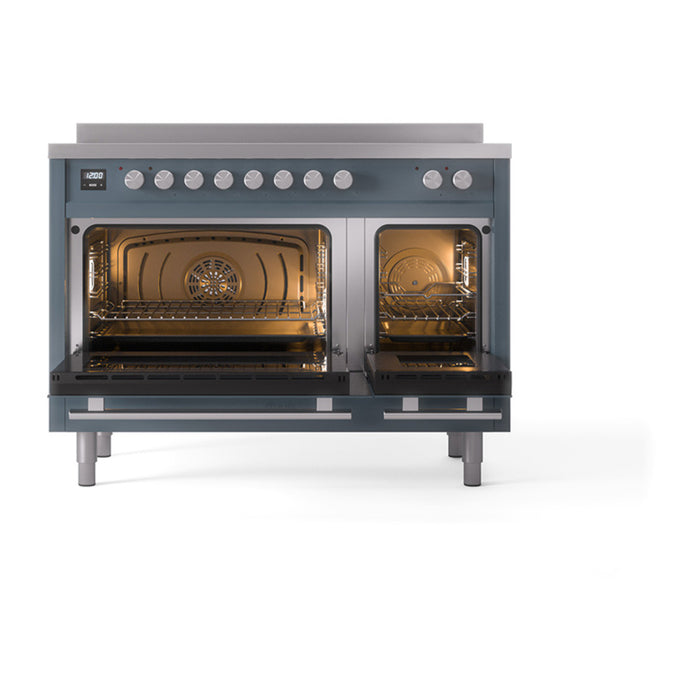 ILVE 48" Professional Plus II Series Freestanding Electric Double Oven Range with 8 Elements, Triple Glass Cool Door, Convection Oven, TFT Oven Control Display and Child Lock - UPI486WMP