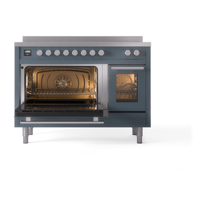 ILVE 48" Professional Plus II Series Freestanding Electric Double Oven Range with 8 Elements, Triple Glass Cool Door, Convection Oven, TFT Oven Control Display and Child Lock - UPI486WMP
