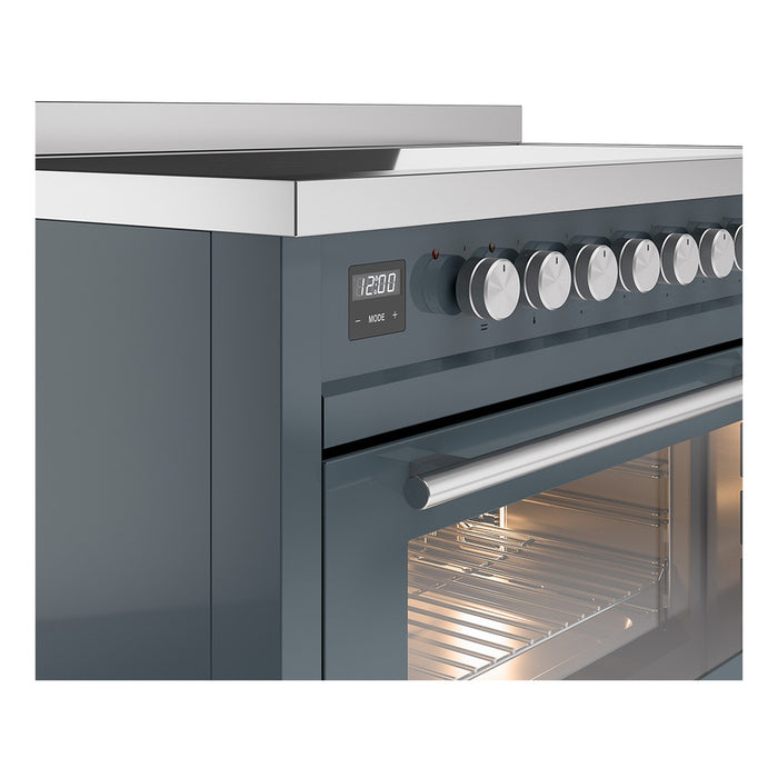 ILVE 48" Professional Plus II Series Freestanding Electric Double Oven Range with 8 Elements, Triple Glass Cool Door, Convection Oven, TFT Oven Control Display and Child Lock - UPI486WMP