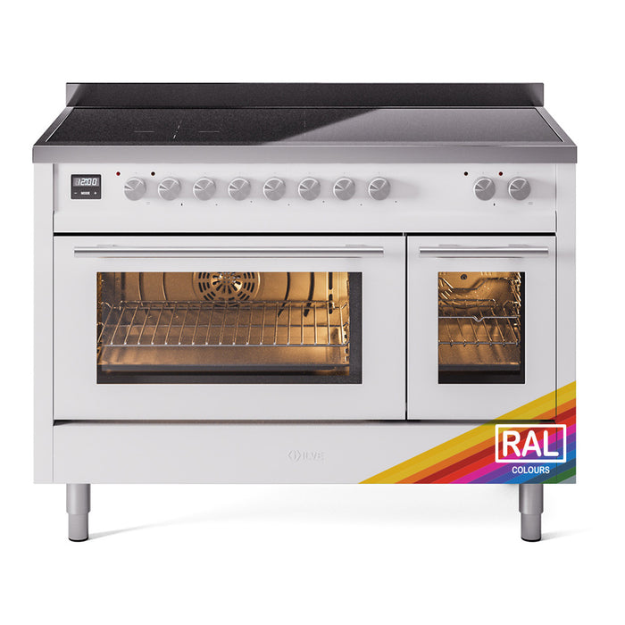 ILVE 48" Professional Plus II Series Freestanding Electric Double Oven Range with 8 Elements, Triple Glass Cool Door, Convection Oven, TFT Oven Control Display and Child Lock - UPI486WMP