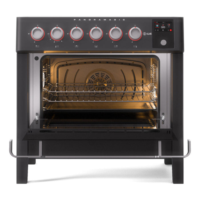 ILVE 36"Panoramagic Series Freestanding Electric Double Oven Range with 5 Elements, Triple Glass Cool Door, Convection Oven, TFT - UPMI09S3