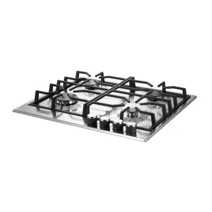 Verona VDGCT424FSS 24 inch Italian-Made Gas Cooktop with 4 Brass Burners and Continuous Cast Iron Grates in Stainless Steel