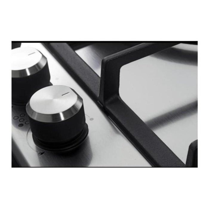 Verona VDGCT424FSS 24 inch Italian-Made Gas Cooktop with 4 Brass Burners and Continuous Cast Iron Grates in Stainless Steel