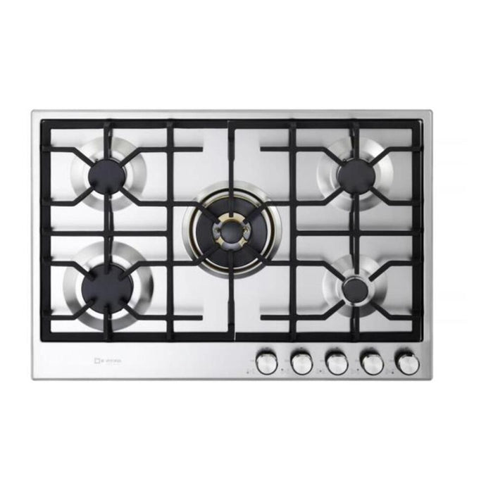 Verona VDGCT530FSS 30 inch Italian-Made Gas Cooktop with 5 Brass Burners and Continuous Cast Iron Grates in Stainless Steel