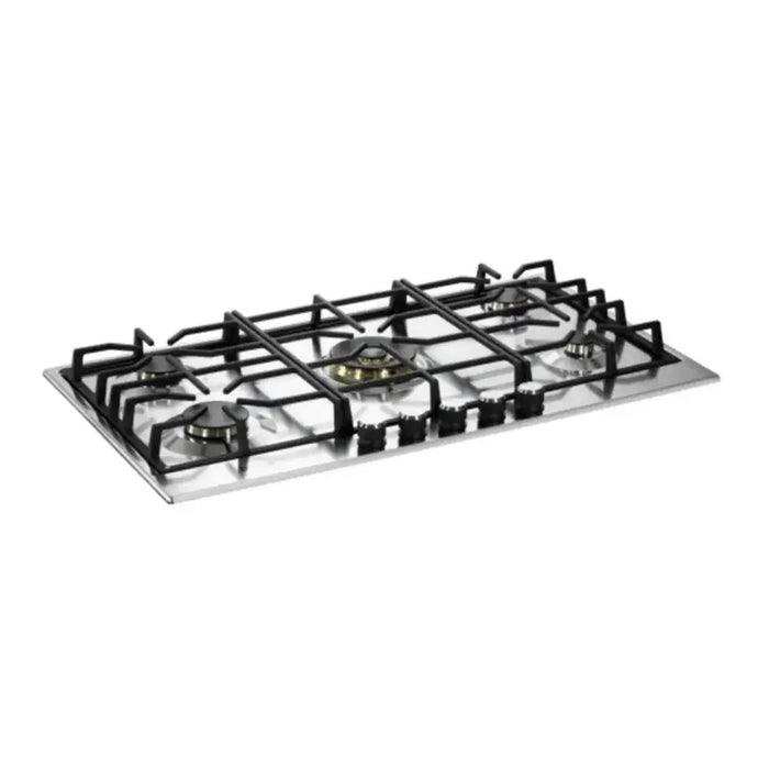 Verona VDGCT536FSS 36 inch Italian-Made Gas Cooktop with 5 Brass Burners and Continuous Cast Iron Grates in Stainless Steel