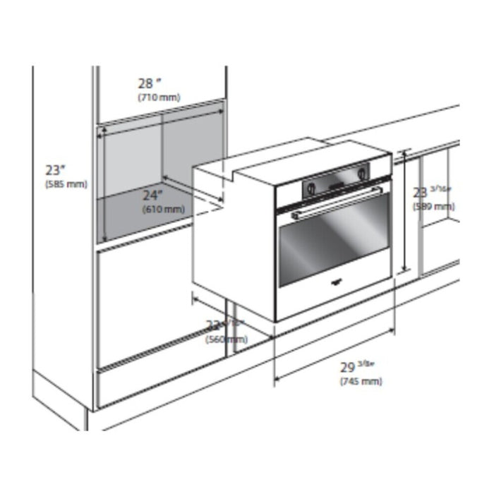 Verona VEBIEM3024NSS 30 inch Built-In Electric Single Wall Oven with 2.8 cu. ft. Capacity, Self Clean and True European Convection in Stainless Steel