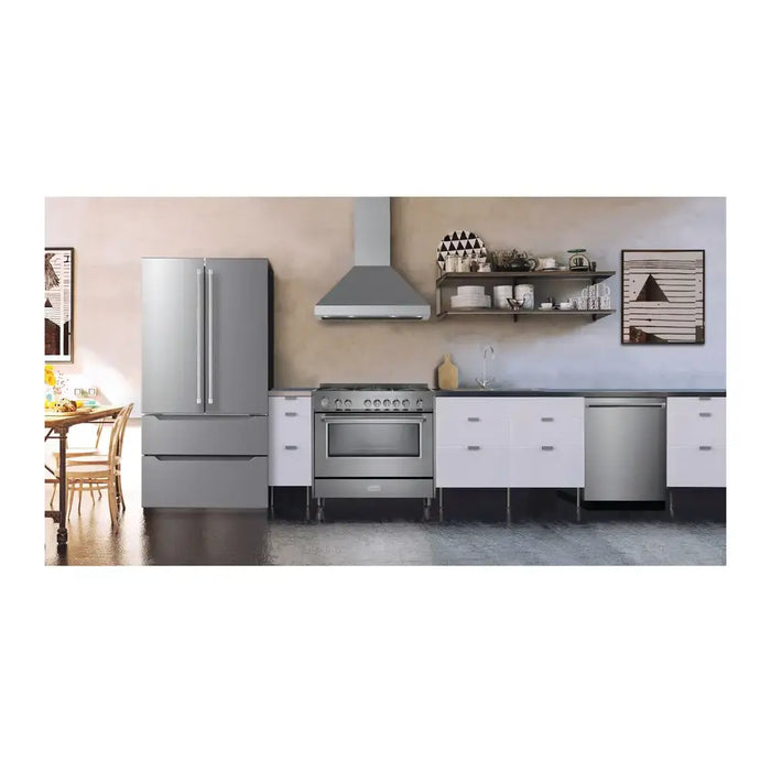 Verona 36 Inch Designer Chimney Wall Range Hood with 600 CFM, 4 Fan Speeds